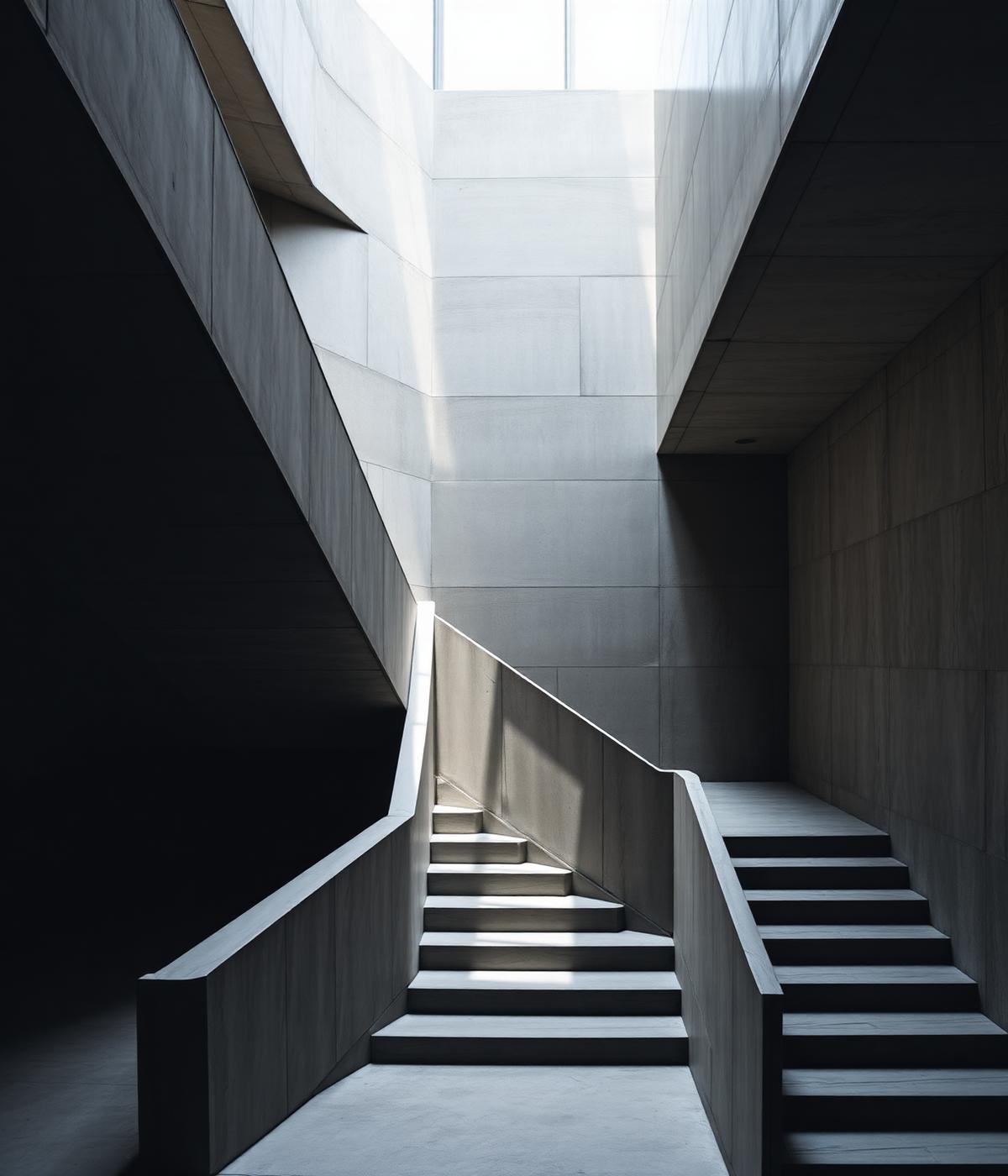 Escadaria de concreto com luz natural (imagem ilustrativa)